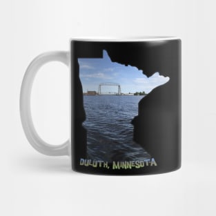 Minnesota State Outline (Duluth and Aerial Lift Bridge) Mug